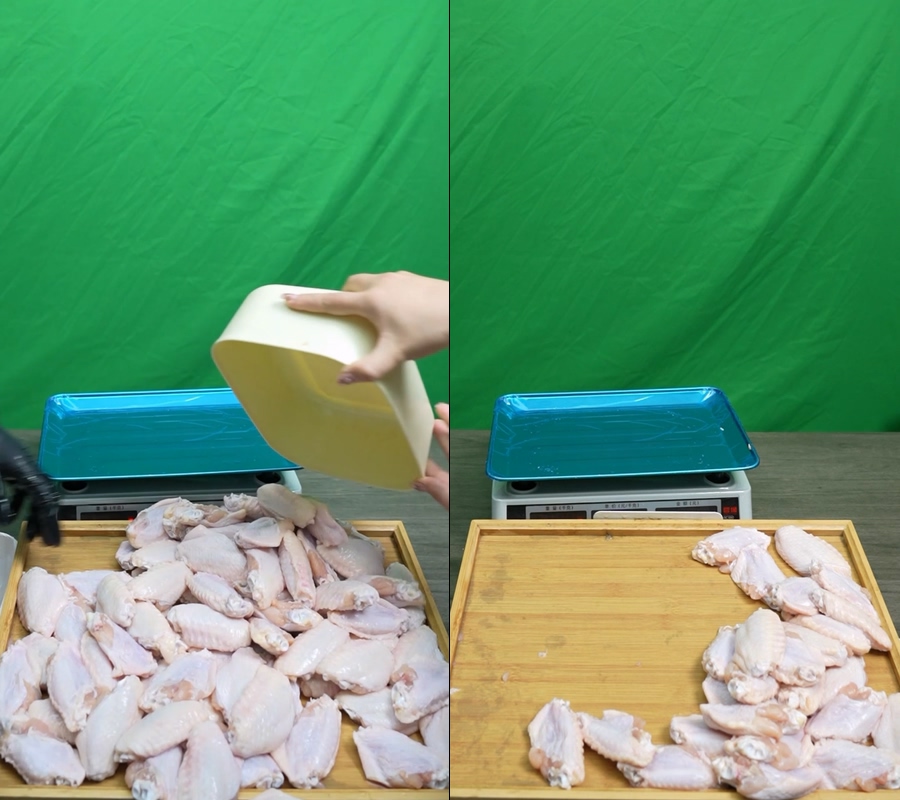 绿幕视频鸡翅称秤视频