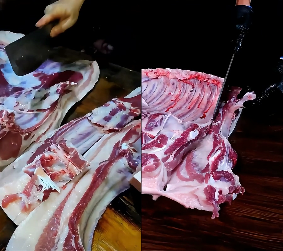 猪肉五花肉梅花肉背景视频