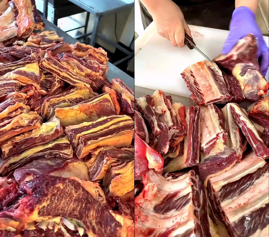 牛肉黄膘牛排牛肋排牛排块直播视频